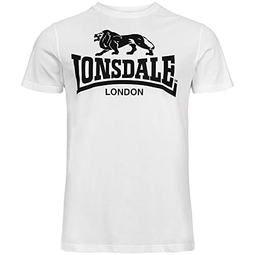 Lonsdale M?ska koszulka z logo - bia?y, ?redni