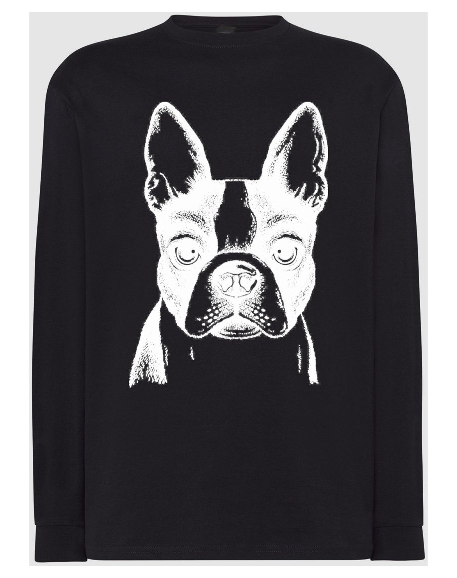Longsleeve męski nadruk pies Boston Terrier r.S