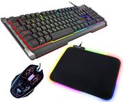 Zestawy myszka + klawiatura - Podświetlana klawiatura dla graczy GENESIS RHOD 400 RGB ALU do gier + mysz + podświetlana mata - miniaturka - grafika 1