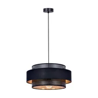 Lampy sufitowe - Czarno-złota lampa wisząca z gustownym abażurem K-5281 z serii AMOS - miniaturka - grafika 1