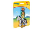 Figurki dla dzieci - Playmobil 1.2.3 9257 Strażnik z zebrą - miniaturka - grafika 1