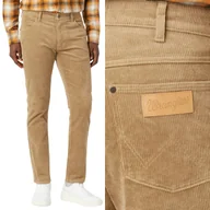 Spodnie męskie - Wrangler LARSTON SLIM Lead Grey DOPASOWANE BEŻOWE SZTRUKSY W30 L32 - miniaturka - grafika 1