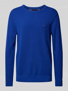 Sweter z dzianiny z wyhaftowanym logo - Swetry męskie - miniaturka - grafika 1