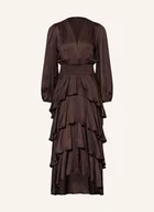 Sukienki - Maje Sukienka Satynowa Z Wolantami braun - miniaturka - grafika 1