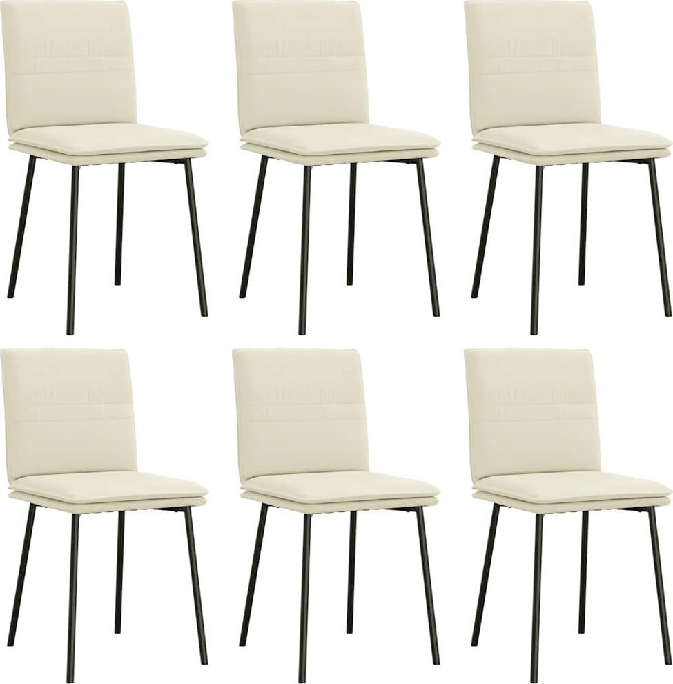 Krzesła stołowe, 6 szt., kremowe, obite aksamitem