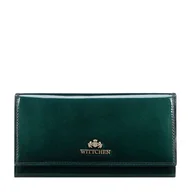 Portfele - Duży portfel damski ze skóry lakierowanej zielona - miniaturka - grafika 1