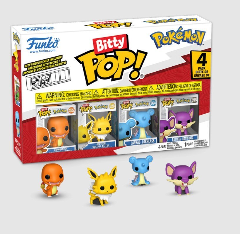 funko pop! pokemon bitty pack 2.5cm charmander jolteon lapras