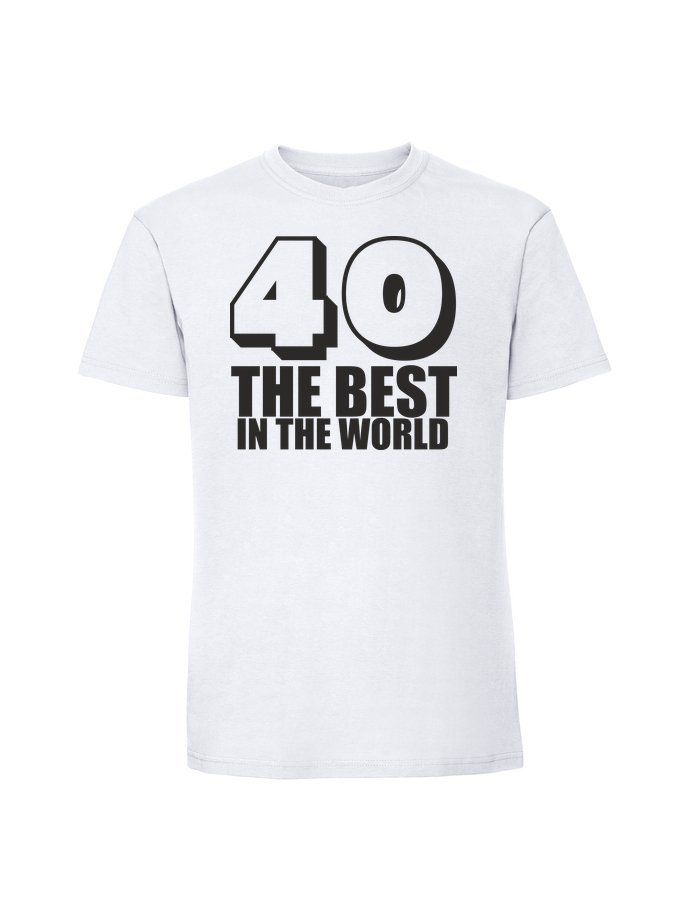Męska koszulka z nadrukiem -40 The best in the world biały XXL