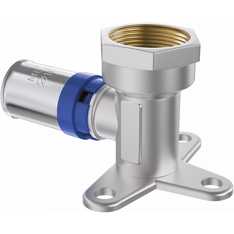 Mexen PEX-P kolano zaciskowe naścienne z łapą, zaprasowywane PEX 20 x 1/2 GW - W97128-2012F-00
