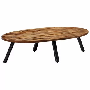 vidaXL Stolik kawowy z drewna tekowego z odzysku, owalny, 120x60x30 cm - Ławy i stoliki kawowe - miniaturka - grafika 1