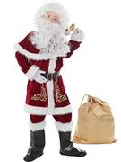Stroje karnawałowe - Le Contente Zestaw świątecznych garniturów dla dzieci Kostium Świętego Mikołaja Velvet Dziecięce stroje cosplayowe dla chłopców Złoto M 115-125 - miniaturka - grafika 1