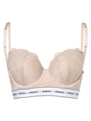 Biustonosze - GUESS - Damski biustonosz balkonetka push-up, beżowy - miniaturka - grafika 1