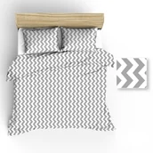 Pościel - Pościel 140x200 R021 biała zygzak szary 65N - miniaturka - grafika 1