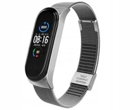 Akcesoria do smartwatchy - Bransoleta metalowa opaska do xiaomi mi band 3/4/5/6 na zatrzask srebrna - miniaturka - grafika 1