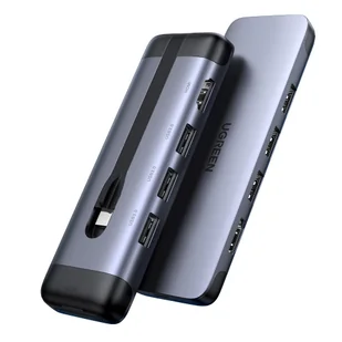 Ugreen Ugreen 5w1 wielofunkcyjny HUB USB Typ C - HDMI / 2x USB 3.2 Gen 1 (5 Gbps) / RJ45 Ethernet 1000 Mbps Gigabit / USB Typ C Power Delivery 20 V 5 A szary (70508 CM287) 70508 CM287 - Huby USB - miniaturka - grafika 3