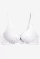 Biustonosze - Biały Biustonosz Push Up z Przeszyciami i Wzorem w Kropki Azurelle - miniaturka - grafika 1