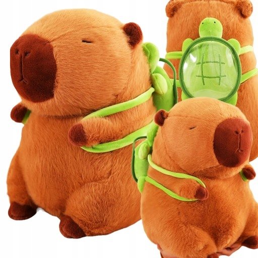 Maskotka Kapibara Pluszak Wielka Z Plecakiem Żółwik 80 CM Ogromna Pluszowa