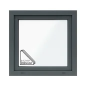 Okna - Okno PCV 3-szybowe fasadowe O5U/85 antracytowe 865x835 mm uchylne do wewnątrz Witraż - miniaturka - grafika 1