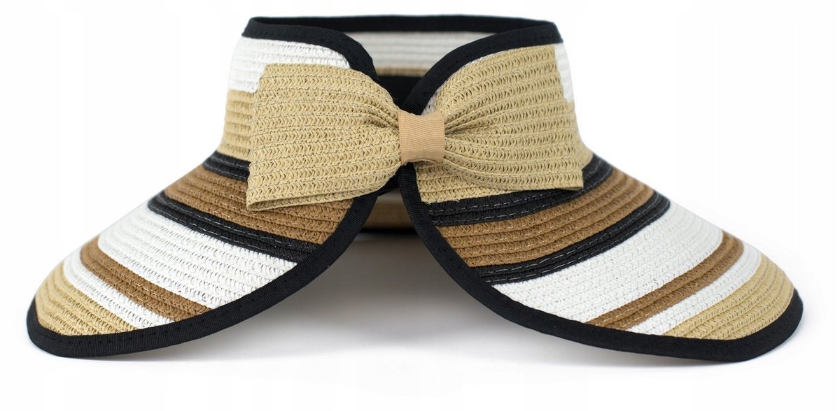 Letni plażowy NATURALNY Daszek Truskawkowe latte cz22204-2