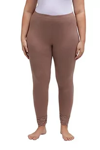 Ulla Popken Damskie koronkowe obszycie, wiskozowe legginsy w kolorze taupe, 54/56, szarobrązowy, 54-56 - Legginsy - miniaturka - grafika 1