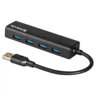 USB (3.0) HUB 4-port, Quadro Express, czarny, Defender, kompaktowy - Huby USB - miniaturka - grafika 1