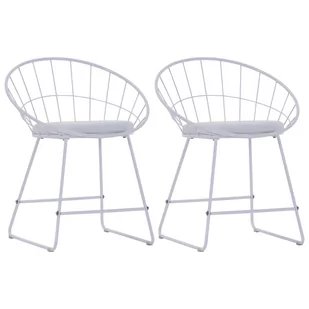vidaXL Krzesła z siedziskami ze sztucznej skóry, 2 szt., białe, stal - Krzesła - miniaturka - grafika 1