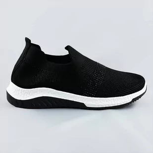 Ażurowe buty damskie z cyrkoniami czarne (c1057) - COLIRES - Buty sportowe damskie - miniaturka - grafika 1