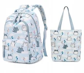 Zestawy szkolne - Zestaw SZKOLNY Plecak Torba shopper 2w1 szkoła tornister (D079) - miniaturka - grafika 1