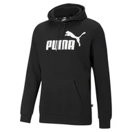 Bluzy sportowe męskie - Męska bluza z kapturem z dużym logo Essentials PUMA Black - miniaturka - grafika 1