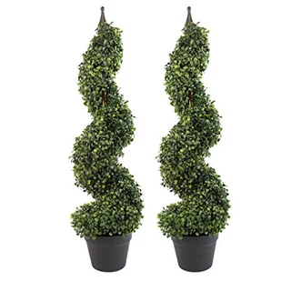 Leaf LEAF-7004-PAIR sztuczna bukszpanowa wieża drzewo topiary spirala metalowa górna para 90 cm (90 stóp wysokości), zielona - Sztuczne drzewka - miniaturka - grafika 1