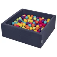 Suche baseny - KiddyMoon Suchy basen kwadratowy z piłeczkami 7cm granatowy: jasny zielony-żółty-turkus-pomarańcz-ciemny róż-fiolet 90x30cm/200piłek Zabawka basen p.. - miniaturka - grafika 1
