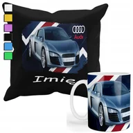 Gadżety dla niej i dla niego - ZESTAW KUBEK + POSZEWKA Z NADRUKIEM-DLA FANA PREZENT SAMOCHODY AU-DI +IMIĘ - miniaturka - grafika 1