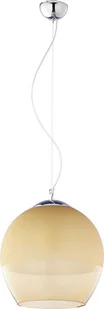 Lampa sufitowa wisząca 1xE27 140cm Srebrna ze szklanym bursztynowym kloszem - Oprawy, klosze i abażury - miniaturka - grafika 1