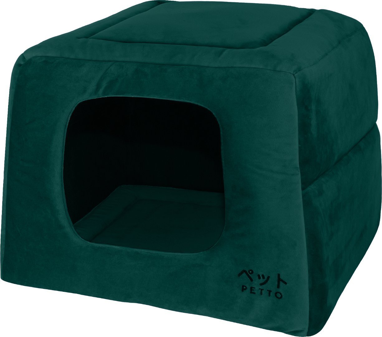 PETTO Domek legowisko 2w1 Uchi Velvet Ciemnozielony