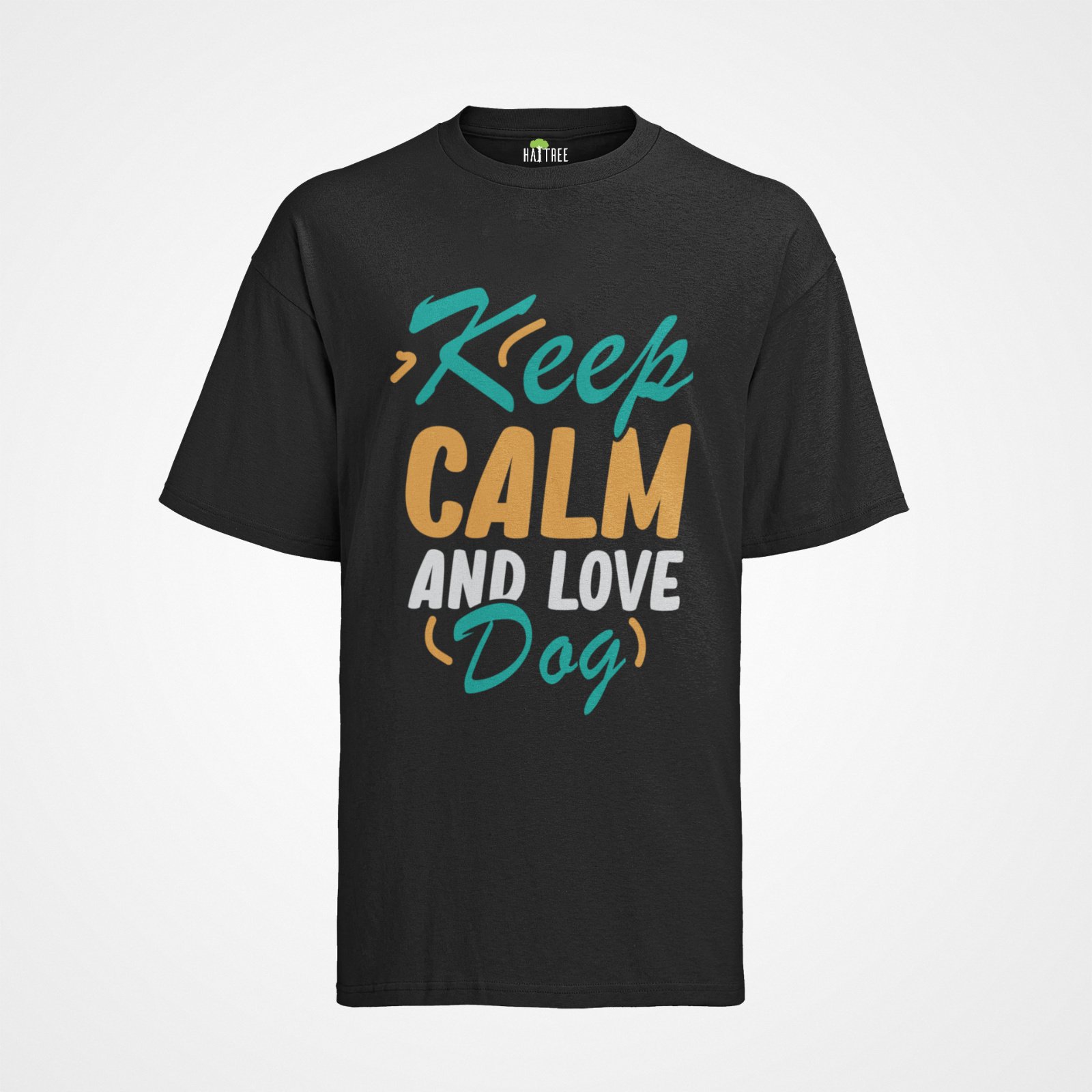 Organiczny męski t-shirt dla psa z napisem Keep Calm and Love Dog