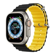 Akcesoria do smartwatchy - PASEK DO ZEGARKA APPLE WATCH 1/2/3/4/5/6/7/8/9/10/SE 42/44/45 CZARNO-ŻÓŁTY - miniaturka - grafika 1