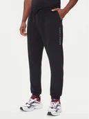 Spodnie sportowe męskie - Tommy Hilfiger Spodnie dresowe UM0UM03664 Czarny Regular Fit - miniaturka - grafika 1