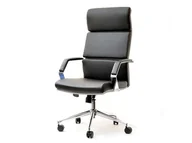 Fotele i krzesła biurowe - Nowoczesny Fotel Biurowy Do Pracowni Bond Czarna Ekoskóra - miniaturka - grafika 1