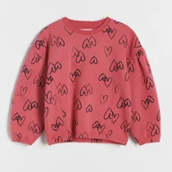 Bluzki dla dziewczynek - Reserved - Bluza w serduszka - Różowy - miniaturka - grafika 1