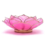 Świeczniki - Świecznik tealight podgrzewacz kwiat lotosu jasnoróżowe złoto 13,5cm - miniaturka - grafika 1