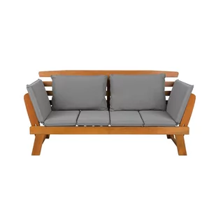 Beliani Sofa ogrodowa drewniana jasnobrązowa regulowane podłokietniki PORTICI - Ławki ogrodowe - miniaturka - grafika 1