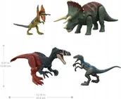 Figurki kolekcjonerskie - jurassic world zestaw 4 dinozaury Dziki ryk Megaraptor i Pteranodon, Blue i Dilofozarm, mattel - miniaturka - grafika 1
