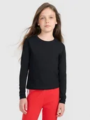 Bluzki dla dziewczynek - 4F Longsleeve slim gładki dziewczęcy - czarny 122 (6-7 lat) - miniaturka - grafika 1