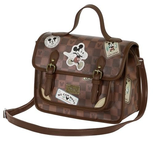 Disney Mickey Mouse Journey torba na ramię - plecak, brązowy, 27 x 20 cm, Brązowa Myszka Miki, Jeden rozmiar, Tornister torba na ramię - plecak