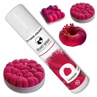 Barwnik spożywczy zamsz w sprayu różowy malina jadalny ozdoby velvet 100ml - Dodatki do ciast w proszku - miniaturka - grafika 1