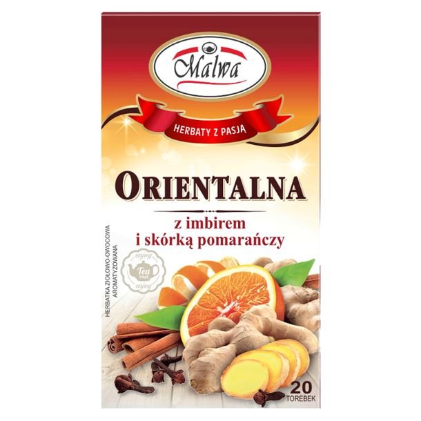 Herbata ziołowo-owocowa ORIRENTALNA Imbir Skórka z Pomarańczy MALWA 20T