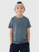 Koszulki dla chłopców - 4F T-shirt z nadrukiem chłopięcy - turkusowy 128 (7-8 lat) - miniaturka - grafika 1