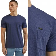 Koszulki męskie - Lee ULTIMATE POCKET TEE GRANATOWY T-SHIRT DOPASOWANA BAWEŁNIANA KOSZULKA M - miniaturka - grafika 1