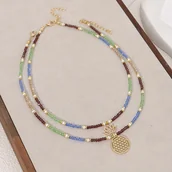 Inne - 2-częściowe naszyjniki z wisiorkiem z lotosu z kryształków bohemian, dwuwarstwowa biżuteria modowa dla kobiet, wakacje, impreza, festiwal muzyczny, - miniaturka - grafika 1