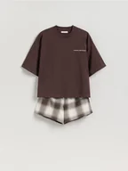 Moda i Uroda OUTLET - Reserved - Dwuczęściowa piżama - brązowy - miniaturka - grafika 1